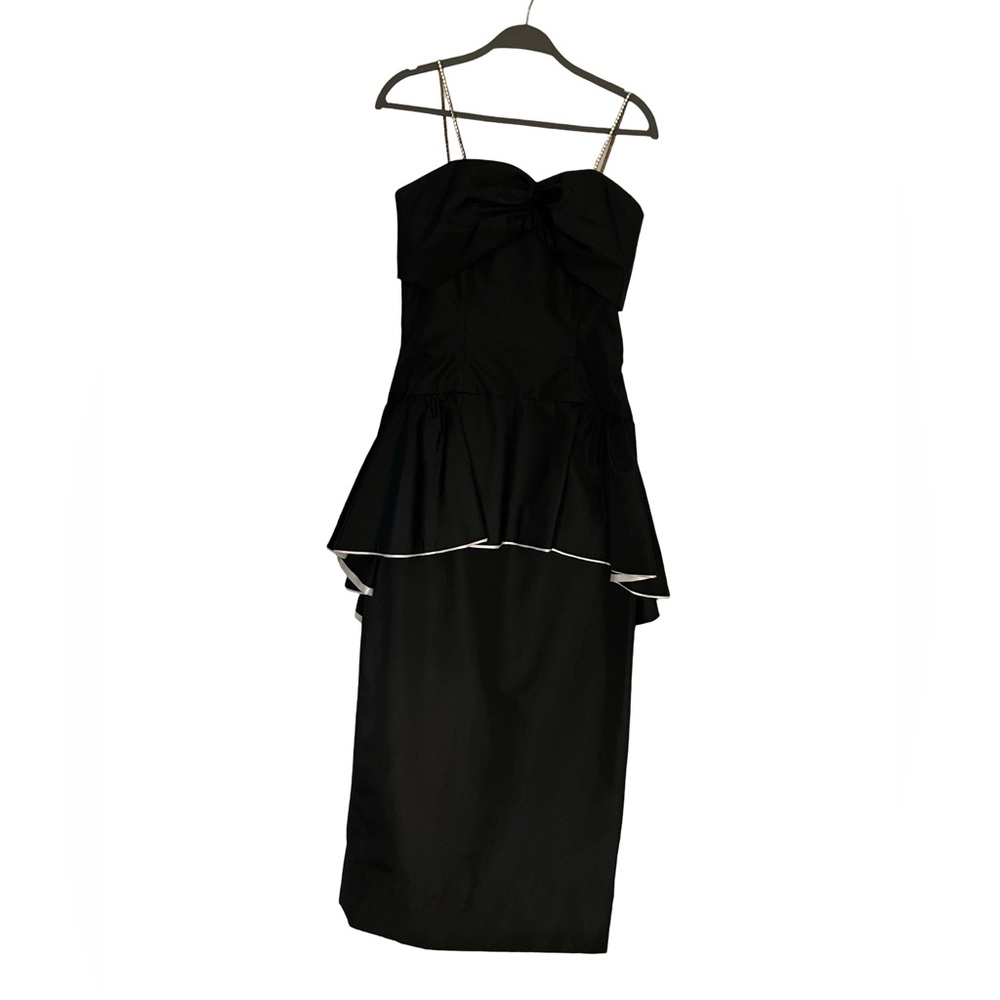Vintage US made After Six Black Strapless Peplum Dress 80’s glam must see! 12